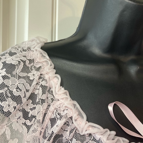 Vintage Texsheen Pale Pink Lace Bed Jacket Sz S. - Picture 7 of 10